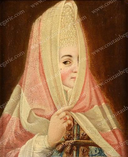 Ecole Russe de la fin du XVIIe siècle Portrait de la princesse Troubetzkoy, née Kalouga....