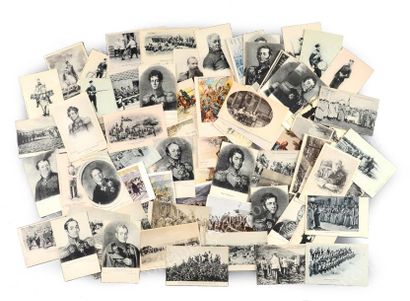 null Militaria. Lot de 160 cartes postales anciennes vers 1900, représentant les...