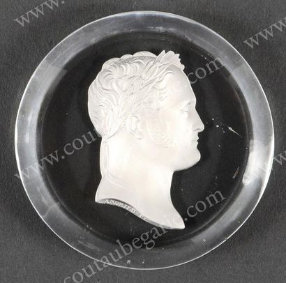 null Alexandre Ier, empereur de Russie (1777-1825). Médaillon en cristal biseauté,...