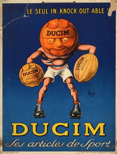 null Rare carton publicitaire pour les ballons «Ducim». Circa 1930. Dim. 30 x 40...
