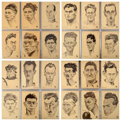null Exceptionnelle série de 25 cartes postales. Portraits par Cabrol de sportifs...