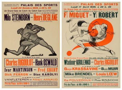 null Ensemble de deux affiches de combat de Charles Rigoulot dans les années 30....