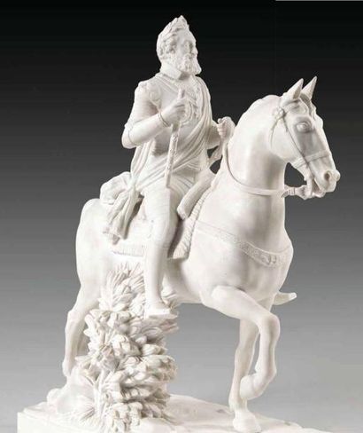 null HENRI IV, roi de France (1553-1610). Rare sculpture en biscuit de porcelaine...