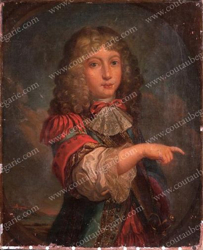 null ECOLE FRANCAISE DU XVIIIe SIECLE. Portrait du roi Louis XIV enfant. Huile sur...