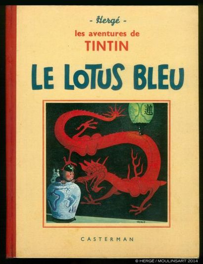 HERGÉ TINTIN 05. Le lotus bleu. 4e plat A9 (1939) Petite image collée, 4 hors texte....