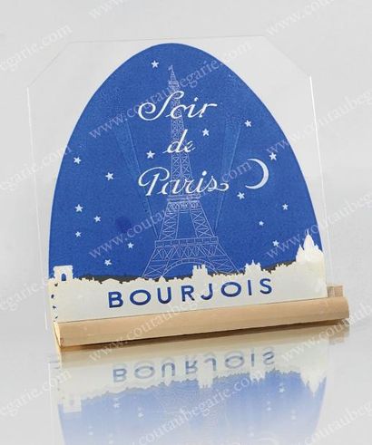 Bourjois «Soir de Paris» - (1929) Rare plaque publicitaire en verre chromolithographié...