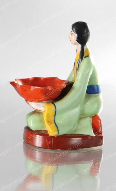 Noritaké - (Années 1930 - Japon) Amusant brûle -parfum en faience polychrome figurant...