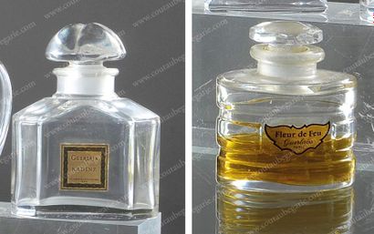 Guerlain «Kadine» (1908) et «Fleur de Feu» (1948) Lot comprenant le flacon en cristal...