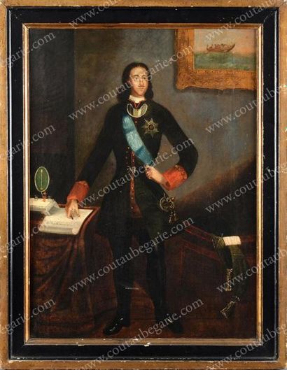 Ecole russe du XVIIIe siècle Portrait de l'empereur Pierre Le Grand, portant l'ordre...