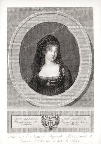 null MARIA FEODOROVNA, impératrice de Russie (1759-1828). Gravure signée Klauber,...