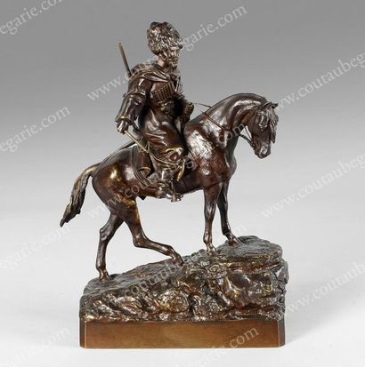 null GRAT CHEV Vassili Yacovlevitch (1831-1905). Cosaque à cheval montant une colline....