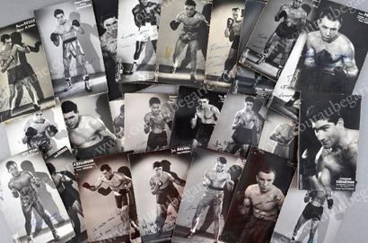 null Exceptionnel ensemble de 35 cartes postale de boxeurs des années 50/60 avec...
