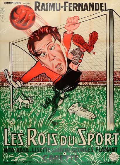 null Affiche du film. «Les rois du sport» en 1937 avec Fernandel et Raimu. Dim. 117...
