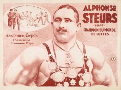 null Affiche d'Alphonse Steuers. Circa 1920. Champion du Monde de luttes belges....