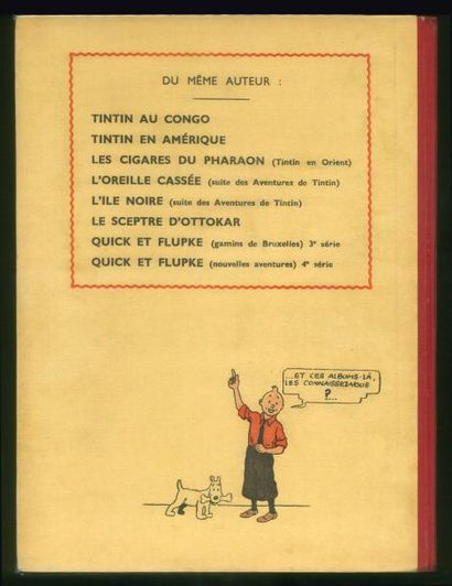 HERGÉ TINTIN 05 LE LOTUS BLEU, A9 Casterman 1939. Petite image collée, avec Hergé...