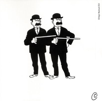 HERGE (STUDIOS) DUPONT & DUPOND. Encre de Chine pour cette illustration publicitaire...