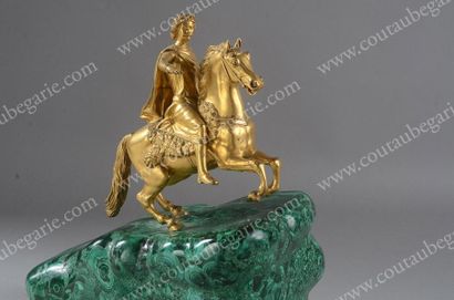 null PIERRE LE GRAND, tsar de Russie (1672-1725). Statue équestre en bronze doré...