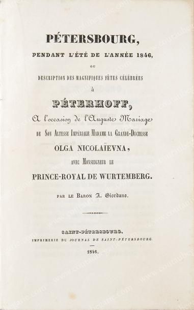null OLGA NICOLAIEVNA, grande-duchesse de Russie (1824-1880). Cérémonial du descriptif...