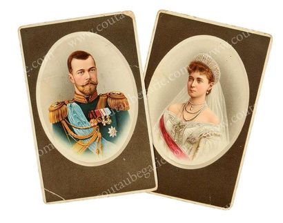 null NICOLAS II, empereur de Russie (1868-1918). Paire de portraits chromolithographiques...