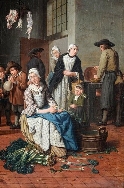 Jan-Joseph HOREMANS le Jeune (Anvers, 1714 - c. 1790) Intérieur de cuisine Toile,...