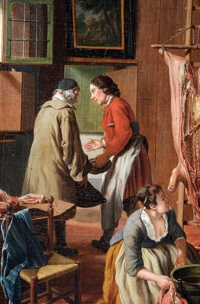Jan-Joseph HOREMANS le Jeune (Anvers, 1714 - c. 1790) Intérieur de cuisine Toile,...