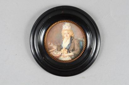 Jacques-Antoine BARROIS (Reims, 1766 - après 1795) Femme blonde coiffée d'un haut...