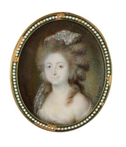 Claude BORNET (Paris, 1733 - Paris, 1804) Jeune Femme en chemise, un sein nu, un...