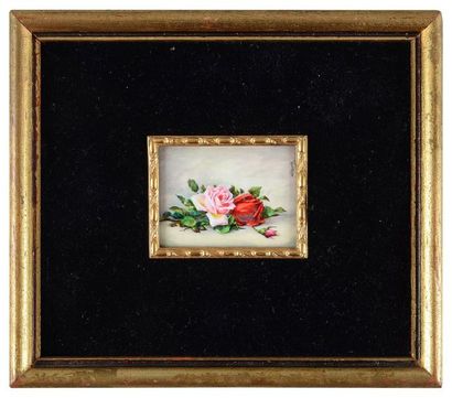 Elisa Lagoma de Barinaga (née en 1925) Jetée de roses Miniature, signée. 3,5x4,5...