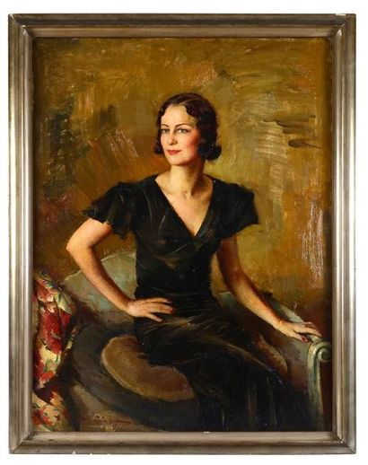 Boris PASTOUKHOFF (1894-1974) Portrait de la comtesse V. circa 1935 Huile sur toile...