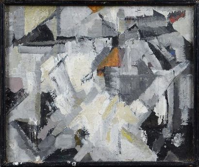 Jean-Marie CALMETTES (1918-2007) Composition, gris. Huile sur toile. 45 x 55 cm....