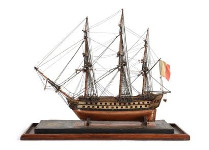 null Maquette de bateau Le Romulus, trois mats de 74 canons, armés en 1812. H.: 29...