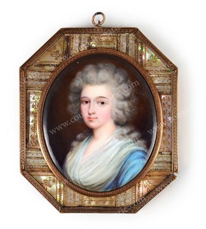 null MADAME ELISABETH (1764-1794). Miniature sur émail, la représentant vêtue d'une...