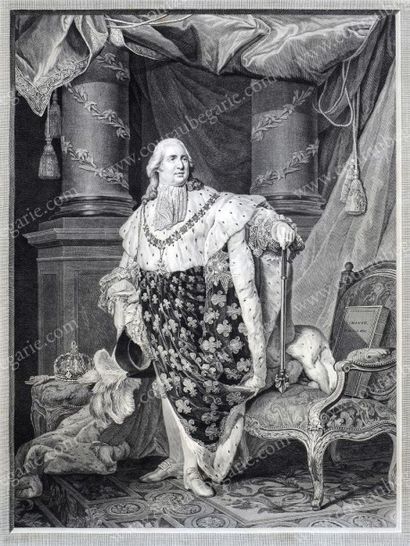 null LOUIS XVIII, roi de France (1755-1824). Gravure signée F. A. David, datée 1815,...