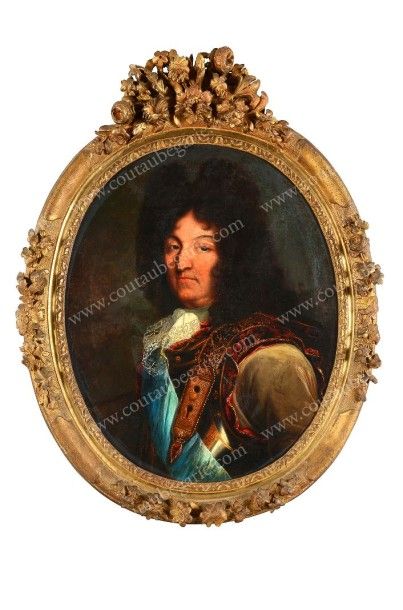 ECOLE FRANCAISE DU XVIIIE SIÈCLE. D'APRÈS HYACINTHE RIGAUD Portrait de Louis XIV,...