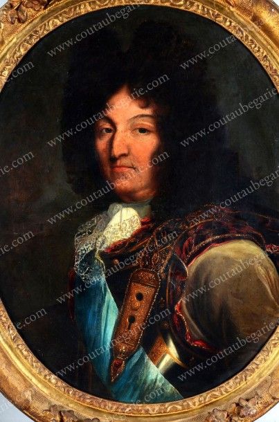 ECOLE FRANCAISE DU XVIIIE SIÈCLE. D'APRÈS HYACINTHE RIGAUD Portrait de Louis XIV,...