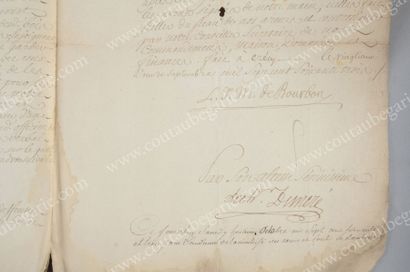 LOUIS-JEAN, PRINCE DE BOURBON, DUC DE PENTHIÈVRE (1725-1793) Pièce autographe signée...