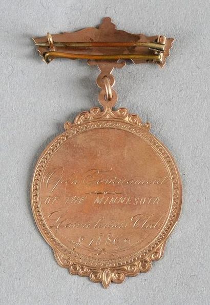null Médaille du tournoi Open de Minnesota en 1886. Second Prix. En or 14 carats...