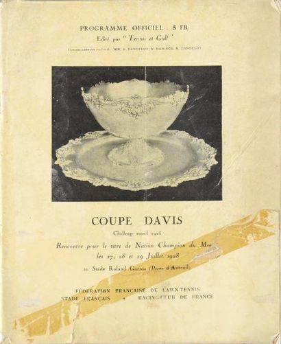 null Programme de la finale de la Coupe Davis 1928 entre la France et les états-Unis...