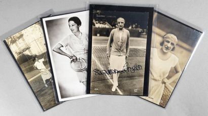 null Superbe ensemble de 4 cartes postale de Suzanne Lenglen. Une avec la signature...