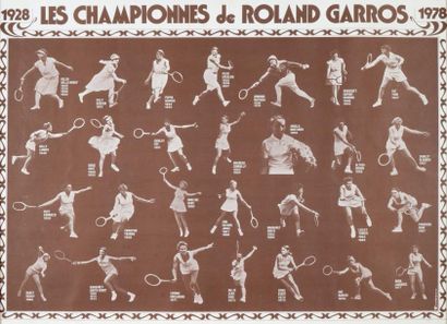 null Affiche «Les Championnes de Roland Garros» entre 1928 et 1978. Dim. 60 x 80...