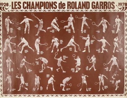 null Affiche «Les Champions de Roland Garros» entre 1928 et 1978. Dim. 60 x 80 c...
