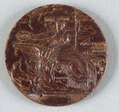 null 1896. Athènes Médaille officielle de participant. En bronze. Diamètre 50 mm....