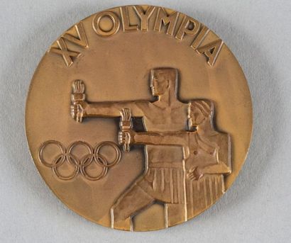 null 1952. Helsinki. Médaille officielle de participant. En bronze. graveur Rasanen....