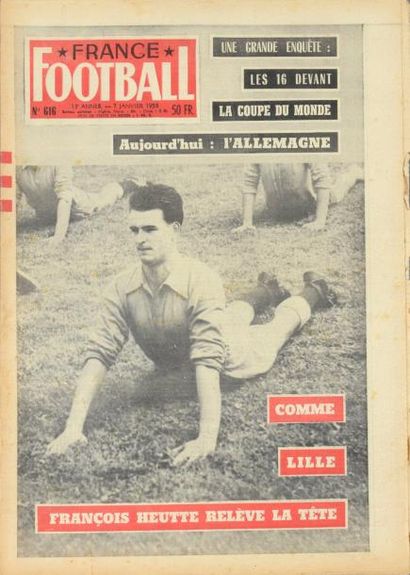 null France Football. Année 1958 complète de ses 52 numéros du n° 616 au n° 668 dont...