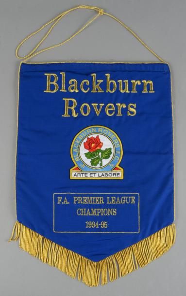 null Fanion brodé des Blackburn Rovers F.A. Premier League Champions1994-95. Dim....