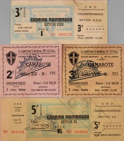 null Lot de billets de la Coupe du Monde 1950 au Brésil. Série 2-3 et 5. Différentes...