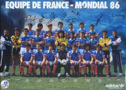 null Affiche de l'équipe de France pour le Mondial 1986 au Mexique. Signatures authentiques...