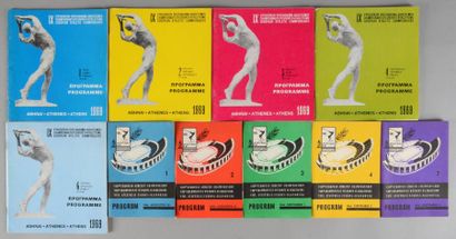 null Lot de 5 programmes des Championnats d'Europe 1966 à Budapest et de 3 programmes...