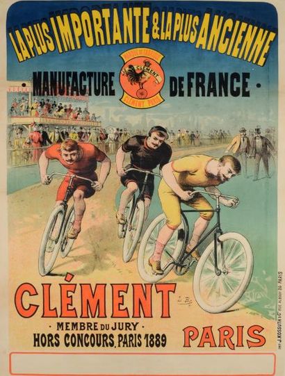 Affiche des cycles «Clément». Superbe illustration...