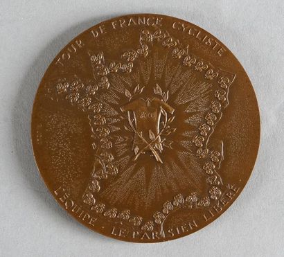 null Médaille commémorative du Tour de France. Années 70. Attribuée. Diamètre 80...